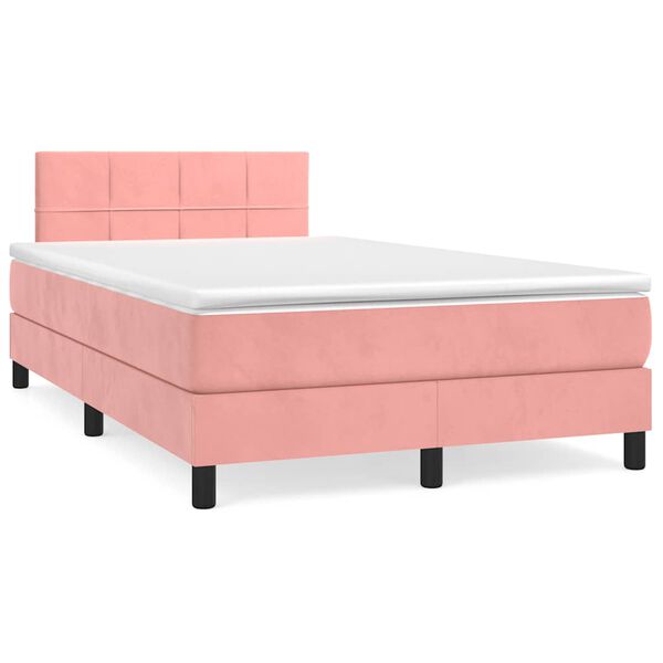 vidaXL Letto a Molle con Materasso e LED Rosa 120x190 cm in Velluto