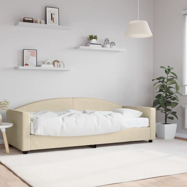 vidaXL Divano Letto con Materasso Crema 80x200 cm in Tessuto