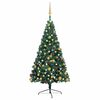 vidaXL Set Albero Natale Artificiale a Met&agrave; LED e Palline Verde 240cm