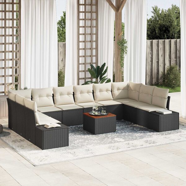 vidaXL Set Divano da Giardino 11 pcs Nero e bianco