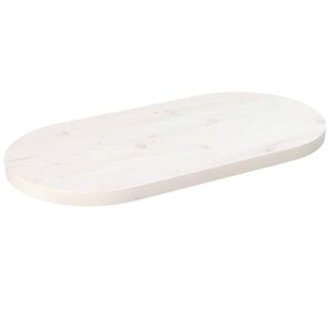 vidaXL Piano Tavolo Bianco 60x30x2,5cm in Legno Massello di Pino Ovale