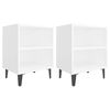 vidaXL Comodini con Gambe in Metallo 2pz Bianchi 40x30x50 cm