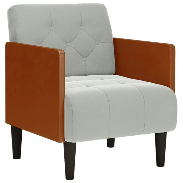 vidaXL Divano Sedia con Braccioli Grigio Chiaro 55 cm in Velluto