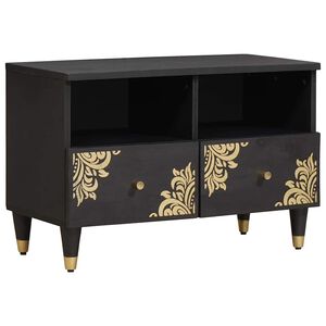 vidaXL Mobile TV Nero 70 x 33 x 46 cm Legno di mango massello