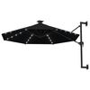 vidaXL Ombrellone da Giardino a Parete con LED 300 cm Nero