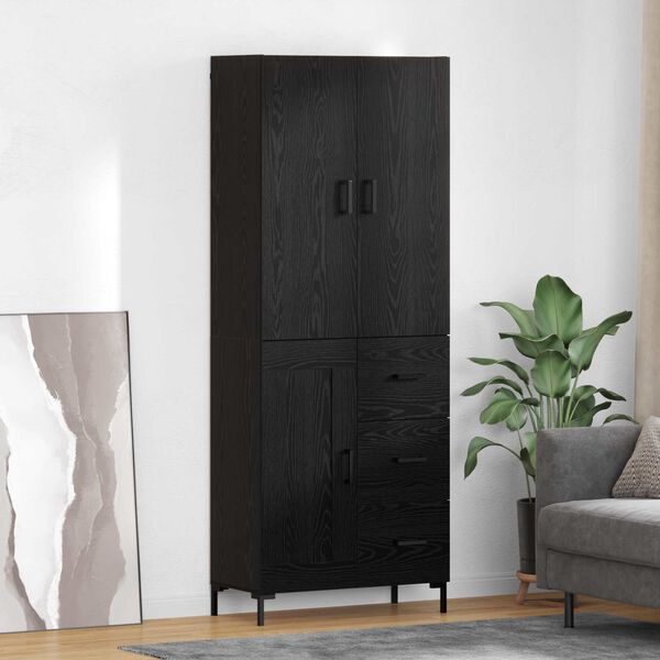 vidaXL Credenza Rovere Nero 69,5 x 34 x 180 cm Legno multistrato