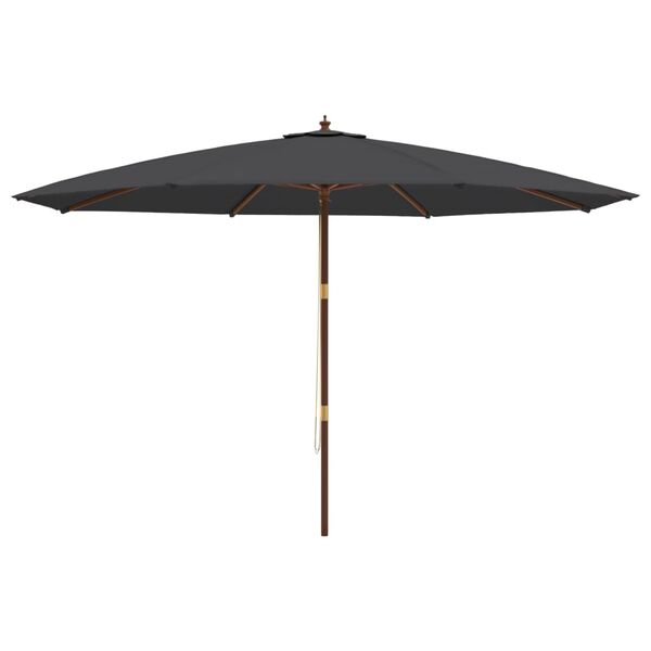 vidaXL Ombrellone da Giardino con Palo in Legno Nero 400x273 cm