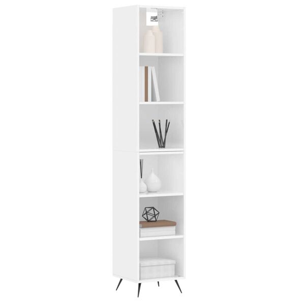 vidaXL Credenza 34,5x32,5x180 cm in Legno Multistrato Bianco Lucido