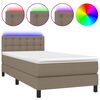 vidaXL Letto a Molle con Materasso e LED Tortora 90x200 cm in Tessuto