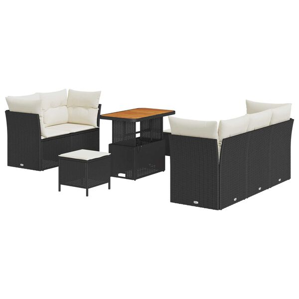 vidaXL Set Divano da Giardino 8 pcs Nero polyrattan