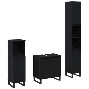 vidaXL Set di mobili per il bagno Montaggio a parete 3 pcs Rovere Nero
