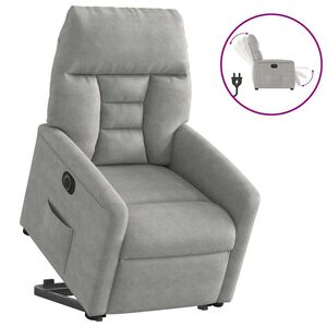 vidaXL Poltrona a Rialzo Reclinante Elettrica Grigio Chiaro Microfibra