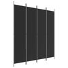 vidaXL Divisorio a 4 Pannelli Nero 200x220 cm in Tessuto