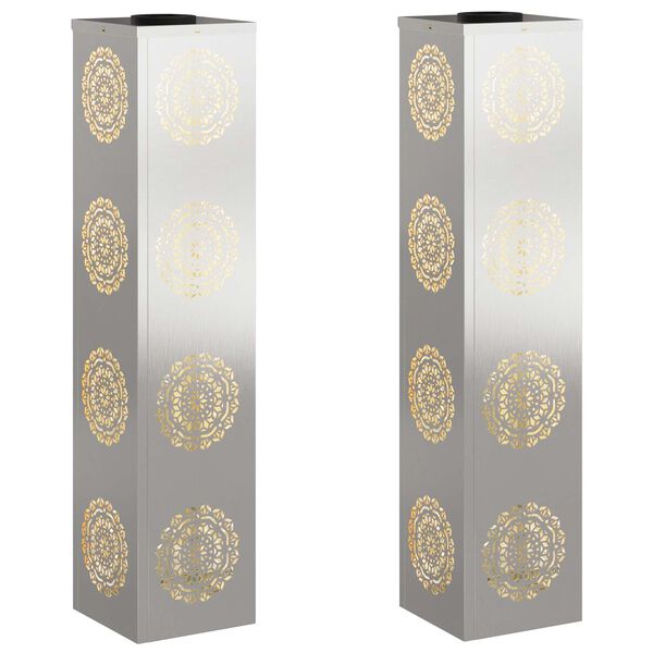 vidaXL Faro LED solare per sentieri 2 pcs Argento Acciaio inossidabile