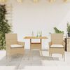 vidaXL Set Pranzo da Giardino 3 pz con Cuscini Beige Polyrattan Acacia