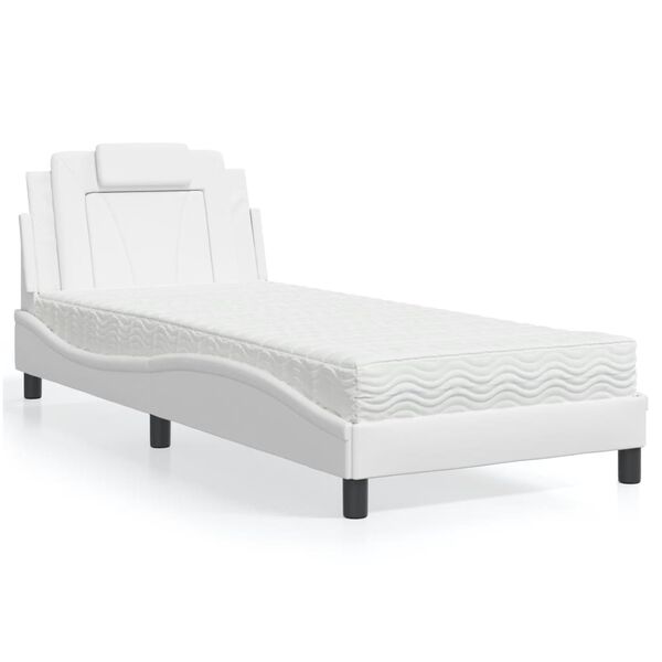 vidaXL Letto Viana con Materasso Bianco 80x200 cm in Similpelle