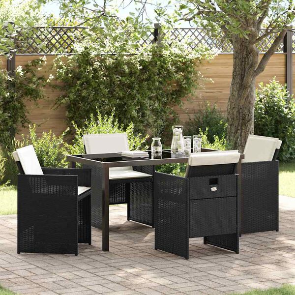 vidaXL Set da Pranzo per Giardino 5 pcs Nero polyrattan