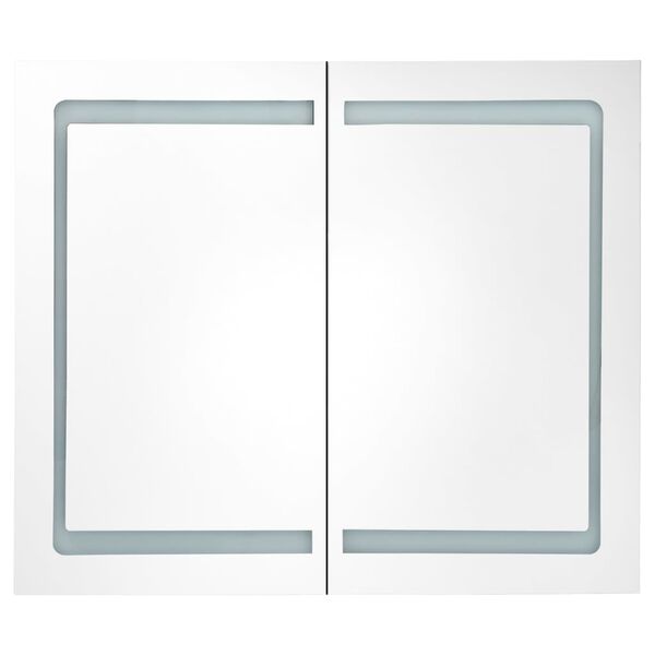 vidaXL Armadietto Bagno con Specchio e LED Grigio Lucido 80x12x68 cm