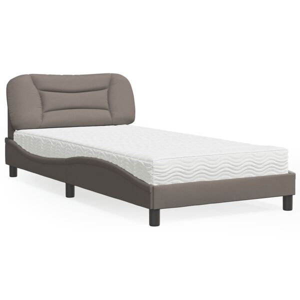 vidaXL Letto con Materasso Hvar Tortora 100x200 cm in Tessuto