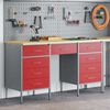 vidaXL Mobile da lavoro con cassetto 3 pcs Rosso 150 x 55 x 85 cm