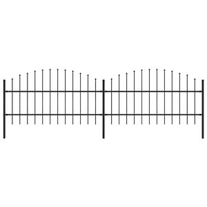 vidaXL Recinzione da Giardino con Punta a Lancia in Acciaio 359x100 cm Nero