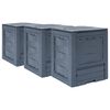vidaXL Compostiere per Giardino 3 pz Grigio 60x60x73 cm 780 L
