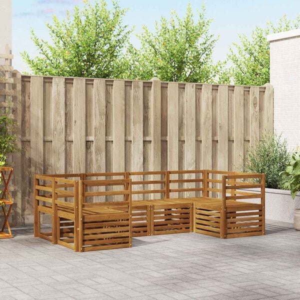 vidaXL Set divani 6 pcs Naturale Legno di Acacia Massello