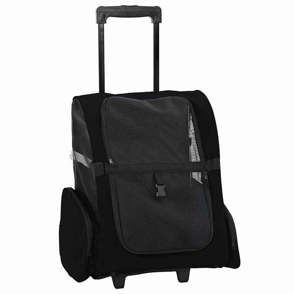 vidaXL Carrello per Animali 3 in 1 Design Nero 48x32x(57-106) cm Tessuto Oxford