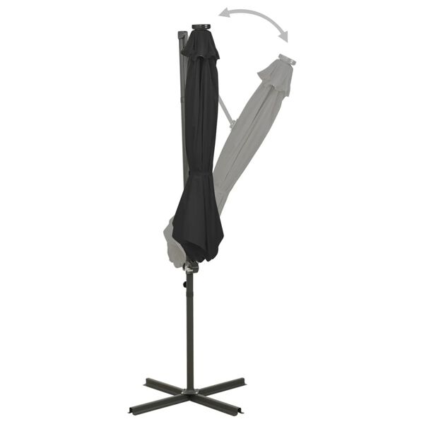 Ombrellone A Muro Con Luci LED VidaXL – 300 Cm Di Diametro, Palo In Metallo, Apertura A Manovella, Anti-UV