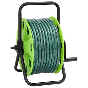 vidaXL Avvolgitubo Autonomo Verde con Set Raccordi Tubo 0,5" 20 m PVC