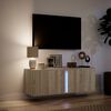 vidaXL Mobile TV a Parete con Luci LED Rovere Sonoma 100x31x35 cm