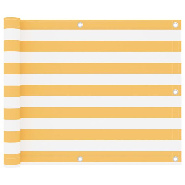 vidaXL Paravento da Balcone Bianco e Giallo 75x600 cm Tessuto Oxford