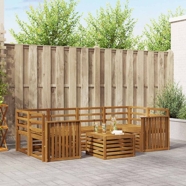 vidaXL Set divani 7 pcs Naturale Legno di Acacia Massello