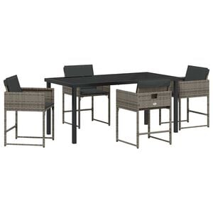vidaXL Set da Pranzo per Giardino 5 pcs Grigio polyrattan