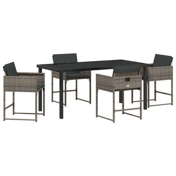 vidaXL Set da Pranzo per Giardino 5 pcs Grigio polyrattan