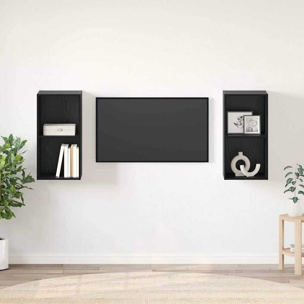 vidaXL Set mobile TV 2 pcs Rovere Nero 37 x 37 x 72 cm