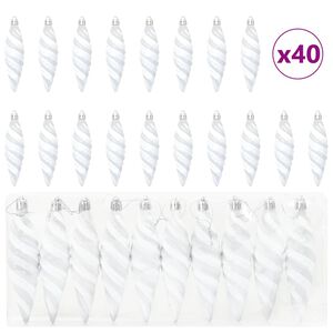 vidaXL Palla a spirale di Natale 40 pz Bianco 3 x 11 cm Plastica