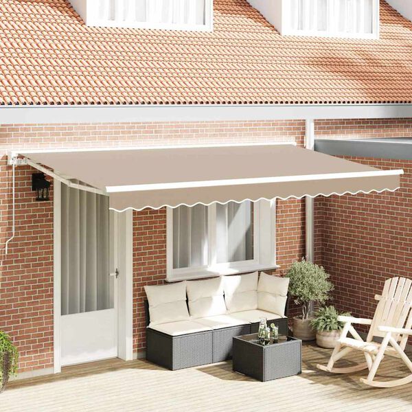 vidaXL Telo di ricambio per tenda da sole Beige 380 x 195 cm