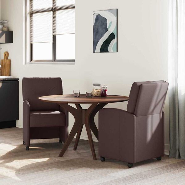 vidaXL Sedie da Pranzo con Ruote 2 pcs Marrone scuro 57 x 67 x 95 cm