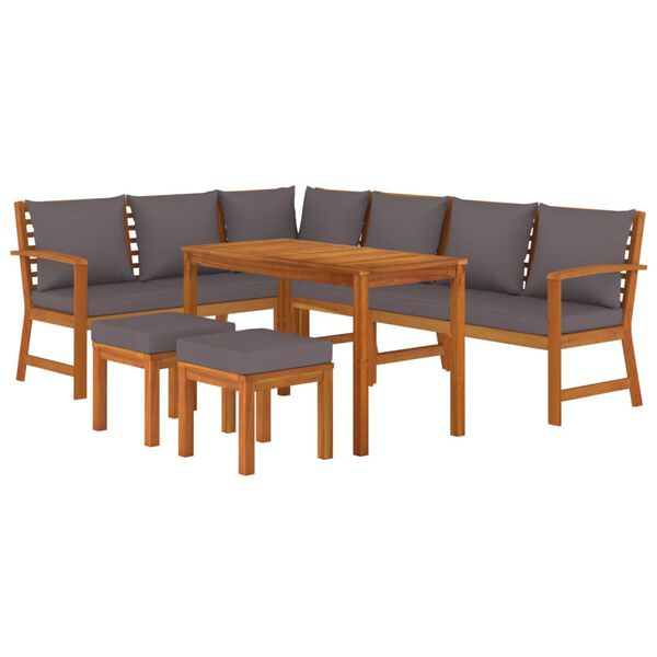 vidaXL Set da Pranzo Giardino 7pz con Cuscini Legno Massello di Acacia