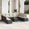vidaXL Set Divano da Giardino con cuscino 10 pcs Nero polyrattan