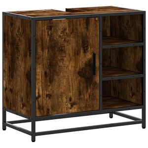 vidaXL Armadietto Bagno Rovere Fumo 65x33x60 cm in Legno Multistrato