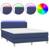 vidaXL Letto a Molle con Materasso e LED Blu 140x200 cm in Tessuto
