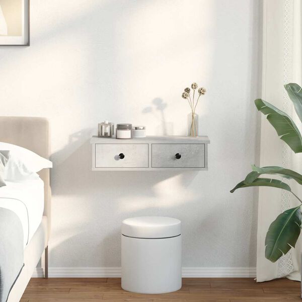 vidaXL Scaffale a Parete con Cassetti Grigio 60x28x15 cm in Truciolato