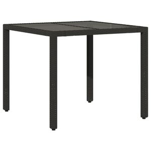 vidaXL Tavolo da Giardino Piano in Vetro Nero 90x90x75 cm Polyrattan