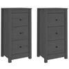 vidaXL Credenze 2 pz Grigie 40x35x80 cm in Legno Massello di Pino
