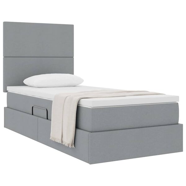 vidaXL Letto con contenitore e materasso Grigio chiaro 90 x 200 cm
