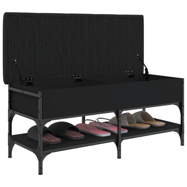 vidaXL Panca Porta Scarpe Nera 102x42x45 cm in Legno Multistrato