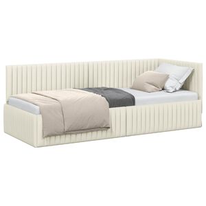 vidaXL Cornice del letto ad angolo Crema 80 x 200 cm Velluto