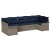 vidaXL Set Divano da Giardino con cuscino 7 pcs Grigio Poly Rattan